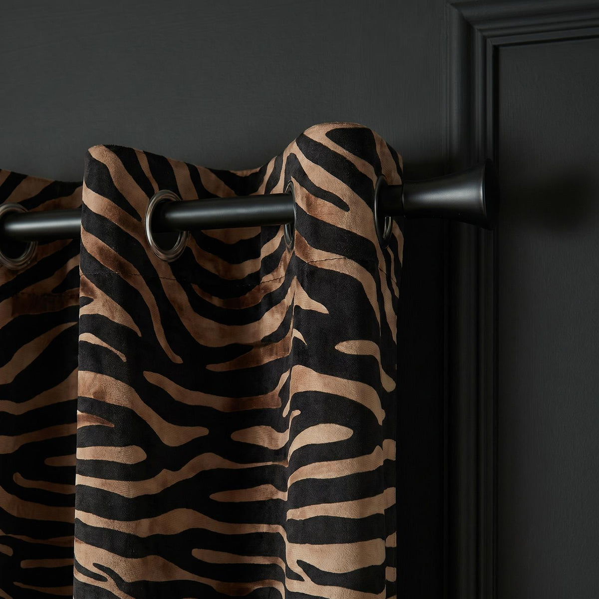 OHS Velvet Eyelet Blackout Curtains Animal Print Ready Made Ring Top
