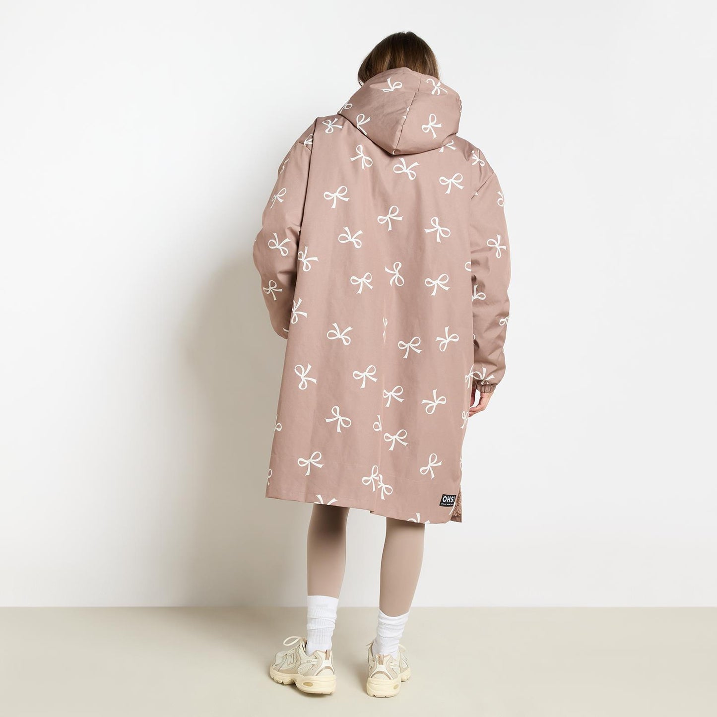 OHS Bows Print Drying Changing Robe Sherpa Lined Water Resistant Oversized Coat