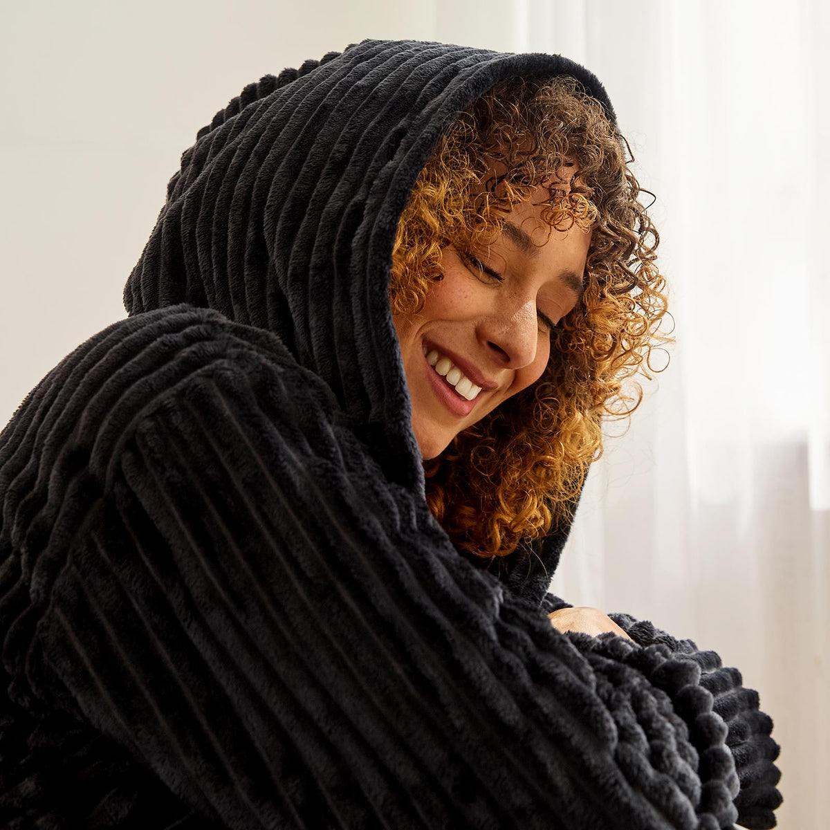 OHS Ribbed Fleece Dressing Gown Luxury Warm Supersoft Loungewear Ladies Robe