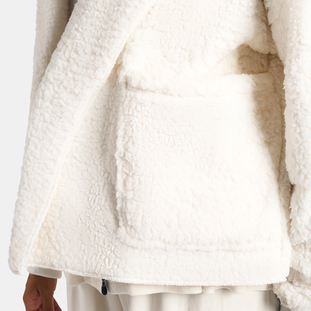 OHS Waterfall Short Cardigan Teddy Fleece Open Front Wrap Loungewear Outwear