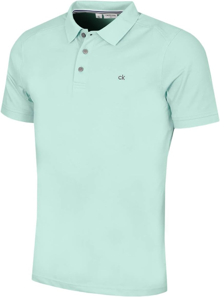 Calvin Klein Mens 2026 Campus 3 Button Ribbed Collar Golf Polo Shirt