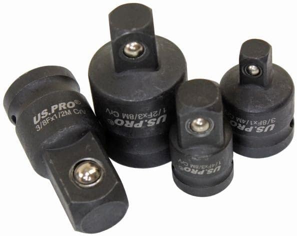US PRO Tools 4 Piece Impact Adaptor Set 1/4" 3/8" 1/2" Step up/Down Reducer 3504