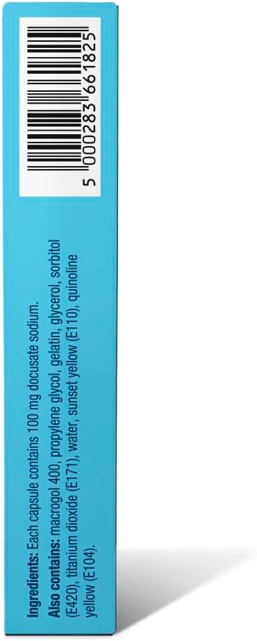 DulcoEase 100mg Docusate Sodium, Constipation Stool Softening, 60 Gel caps