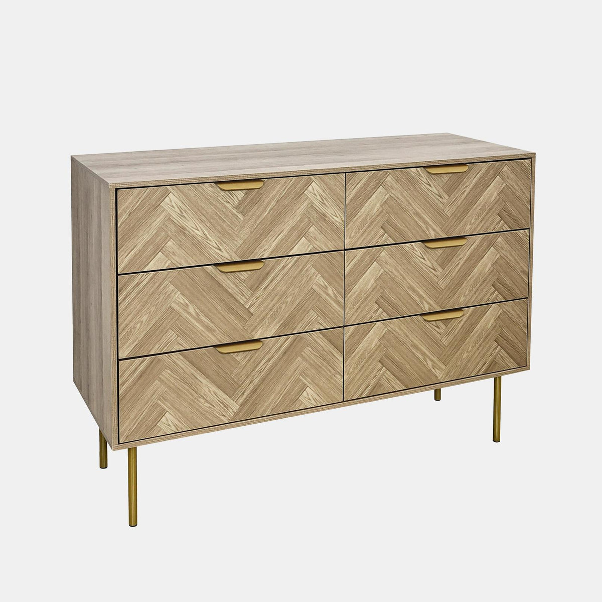 OHS Chevron Storage Unit Chest Engineered Wood 6 Drawer Cabinet Sideboard