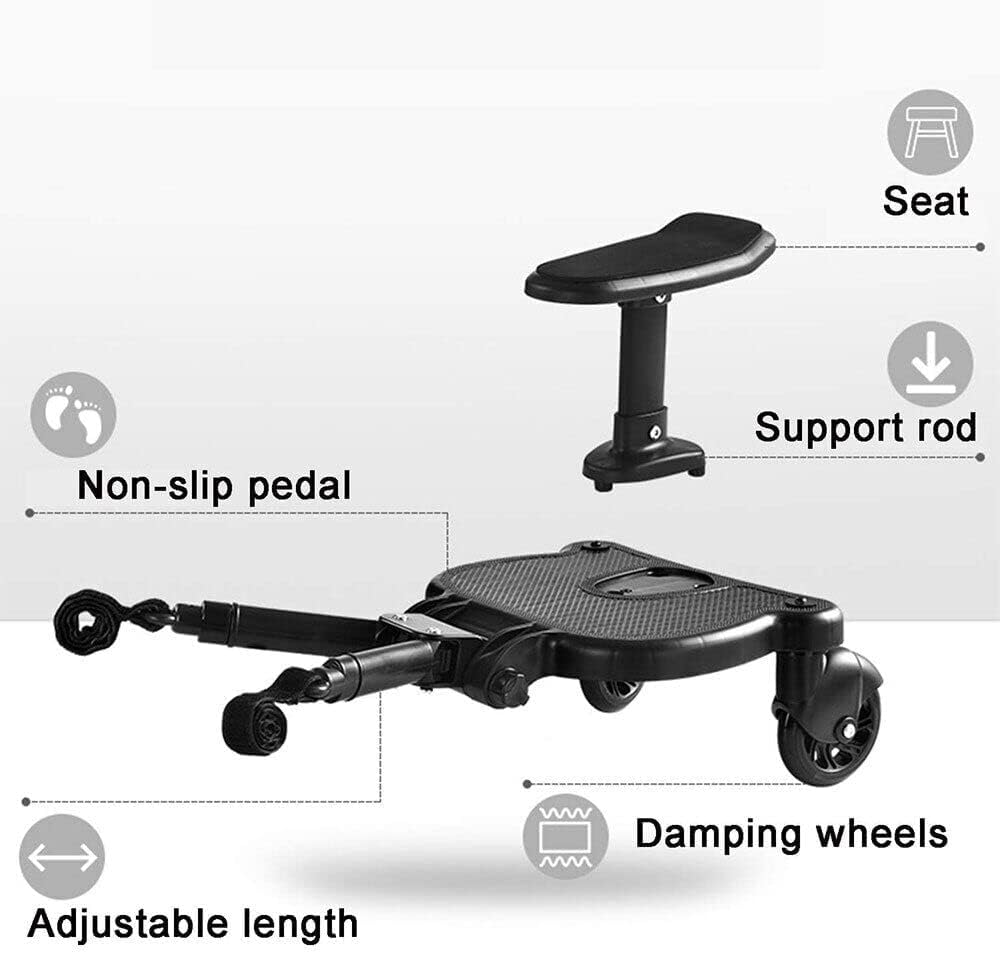 Youyijia Kiddy Boards Portable Buggy Board with Seat Pram Standing Board 360° Rotation,Pram Accessory Universal for Children from 2-7 Years Up to 25kg