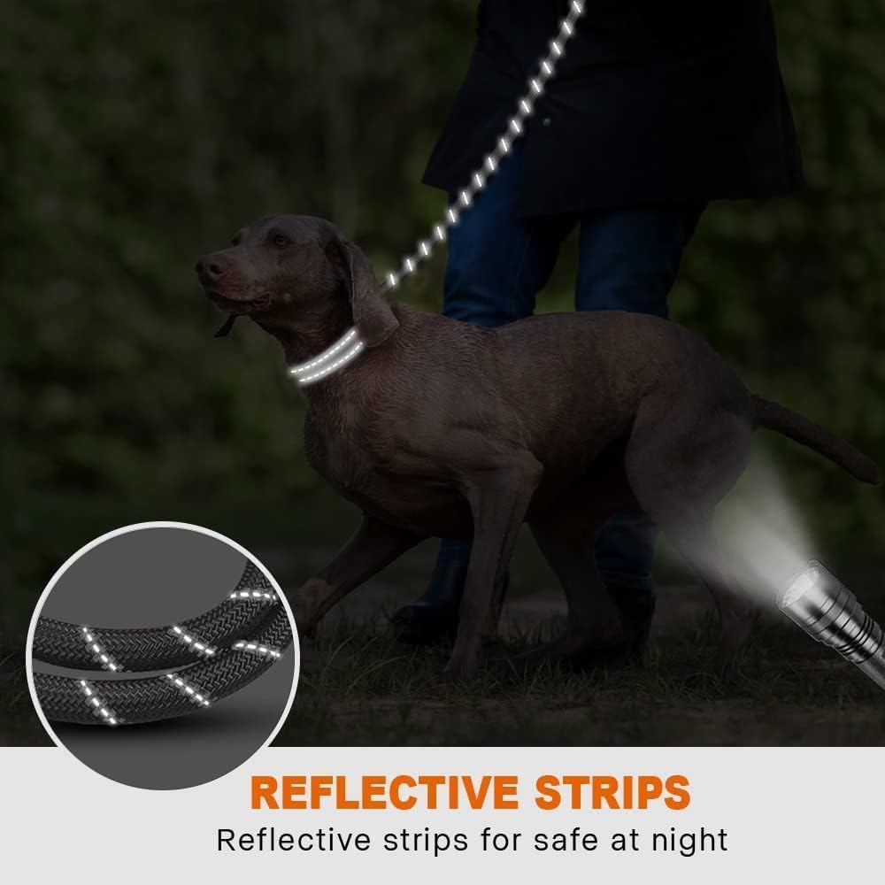 Taglory Rope Dog Lead with Soft Padded Handle – Reflective Rock Climbing Rope Lead for Small and Medium Dogs 120 cm 1.0 cm Black