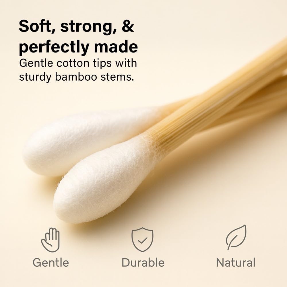 200 Pcs Bamboo Cotton Buds Eco Friendly Biodegradable Swabs with Soft Tips and Strong Stems Gentle Durable Sustainable and Natural Alternative to Plastic for Everyday Use