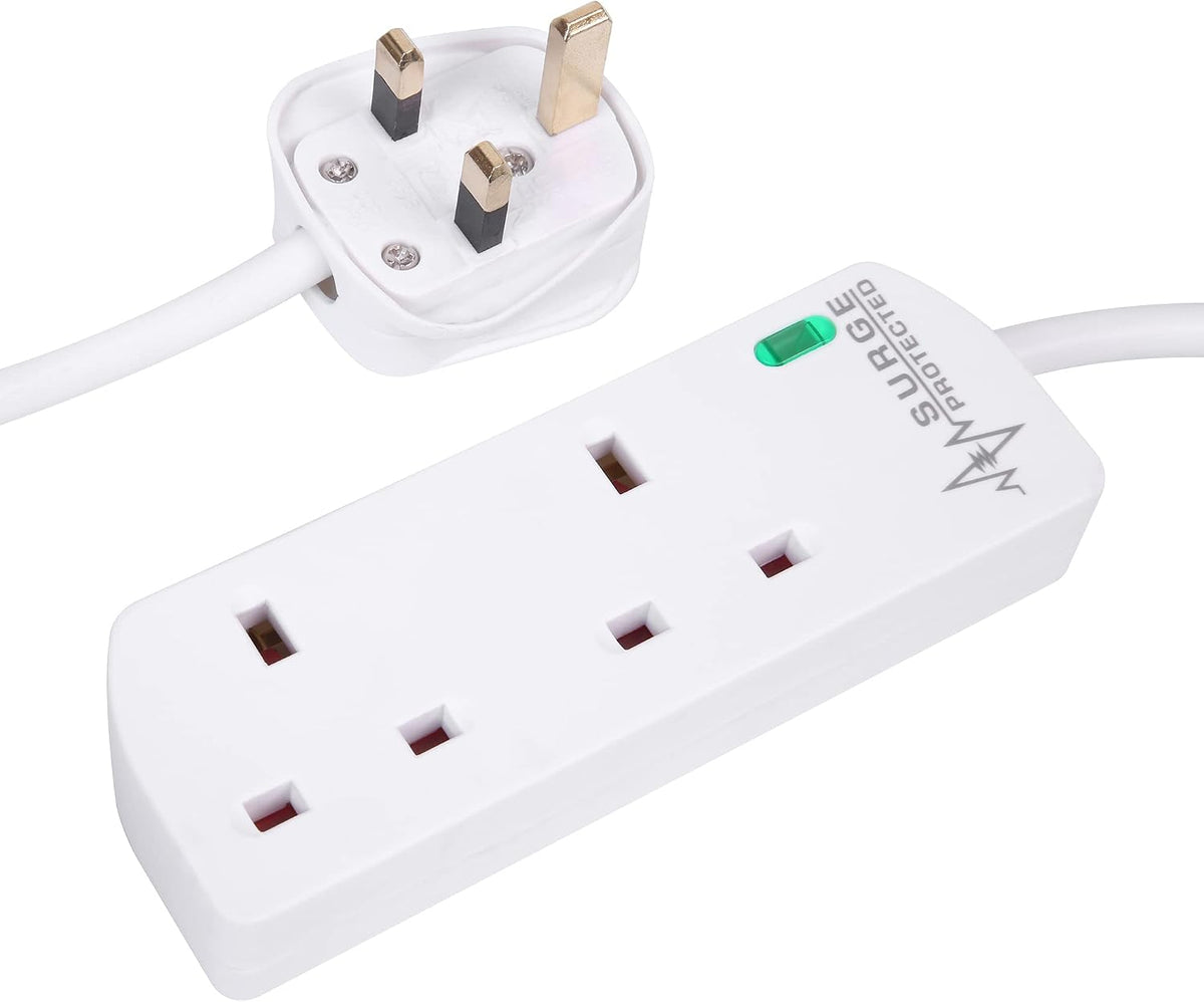 PRO ELEC PELB1951 2 Gang Surge Protected Extension Lead White, 10m