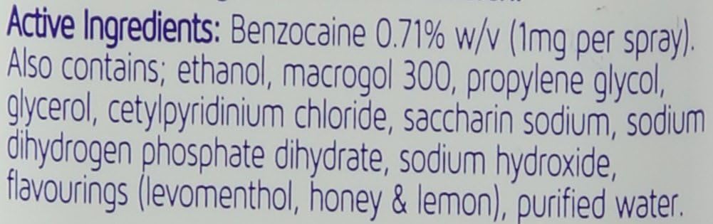 Ultra Chloraseptic Honey and Lemon, Sore Throat Pain Relief Spray 15ml