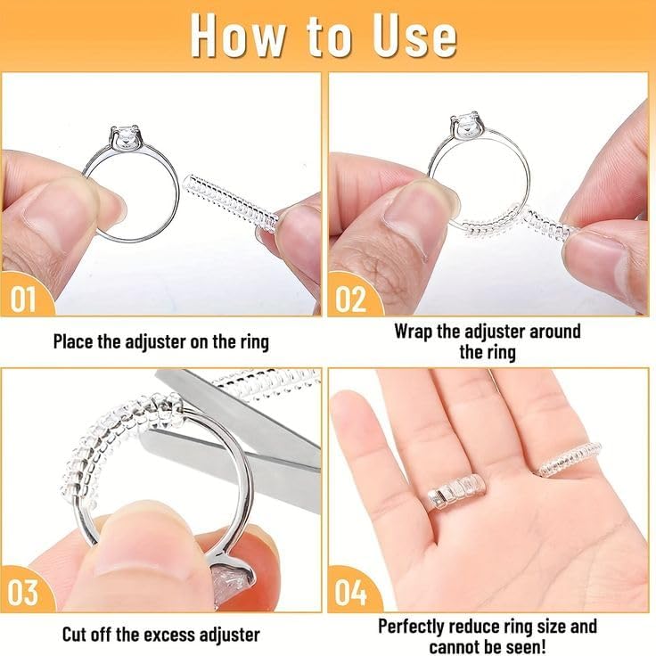 12 pack Ring Adjuster for Loose Rings Ring Snuggies, Clips Invisible Ring Size Adjuster Silicone Guards,Spacer,Holder Rings Tightener for Women and Men Ring Resizer Transparent Ring Sizer Uk