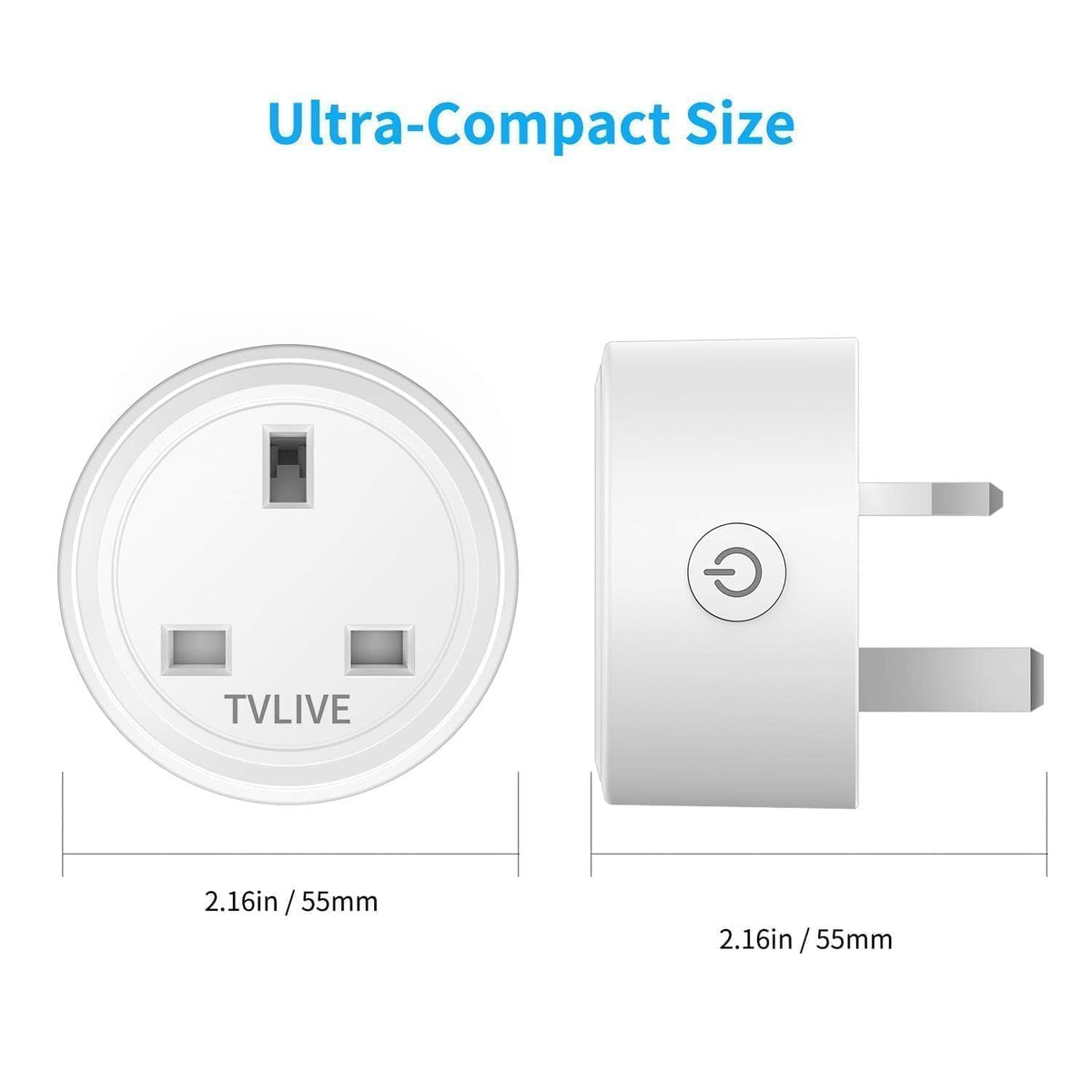 Smart Plug, TVLIVE 2 Pack Smart Plugs that Work with Alexa (Echo, Echo Dot), Google Home Voice Control, Energy Monitoring, Remote Control, Timer & Schedule, smart wifi plug socket UK, No Hub Required
