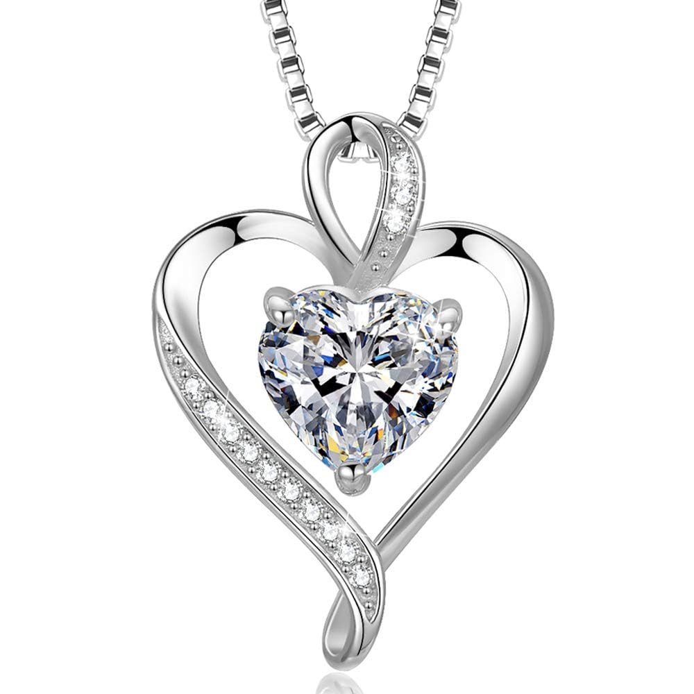 LAVUMO Heart Necklace for Women 925 Sterling Silver Love Pendant Jewellery
