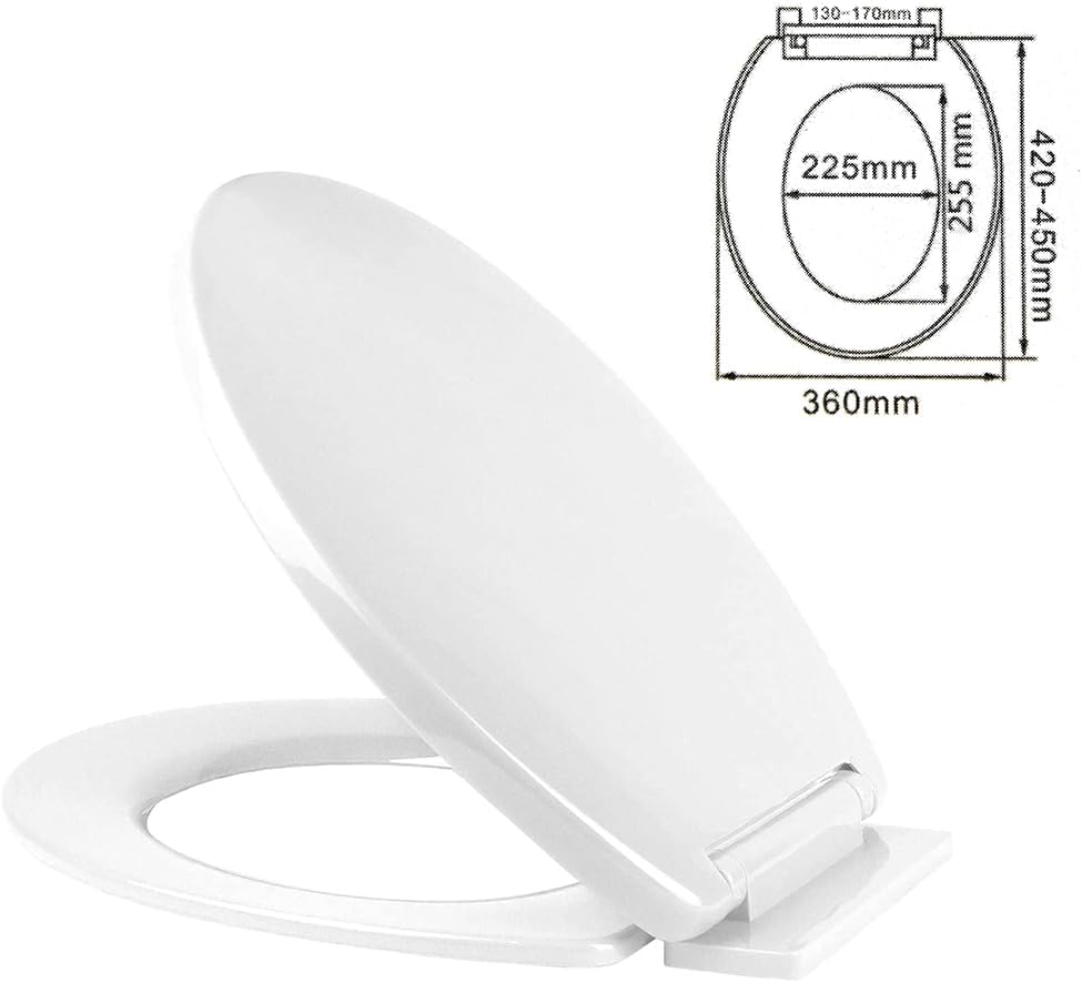 Ram® White Soft Close Toilet Seat with Quick Release for Easy Clean Loo Toilet Seat with Adjustable Hinges Standard O Shape Toilet Seat