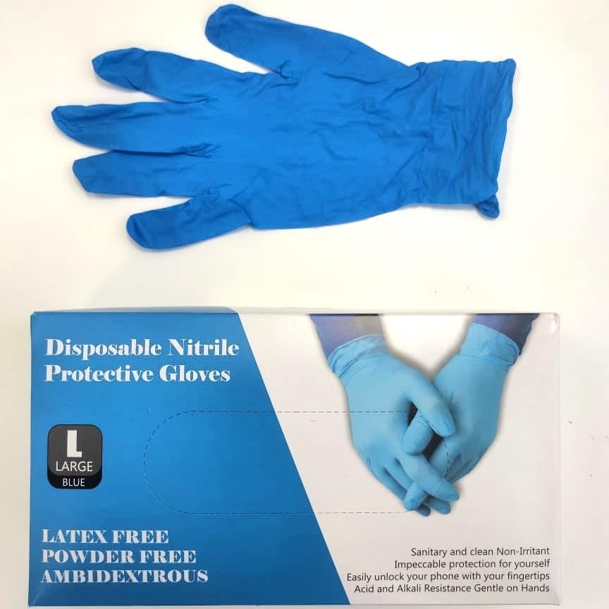 Surgicals Powder Free Nitrile Gloves, Food Grade, Hand Disposable Gloves - 100 Count - Blue (100, Large)