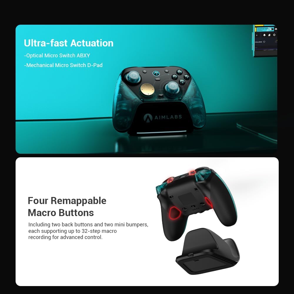 GameSir G7 Pro 8K PC Wireless Controller for Windows with TMR Joysticks, Dual-Mode Trigger Stops, Four Remappable Macro Buttons, 3.5mm Audio Support - Aimlabs Edition