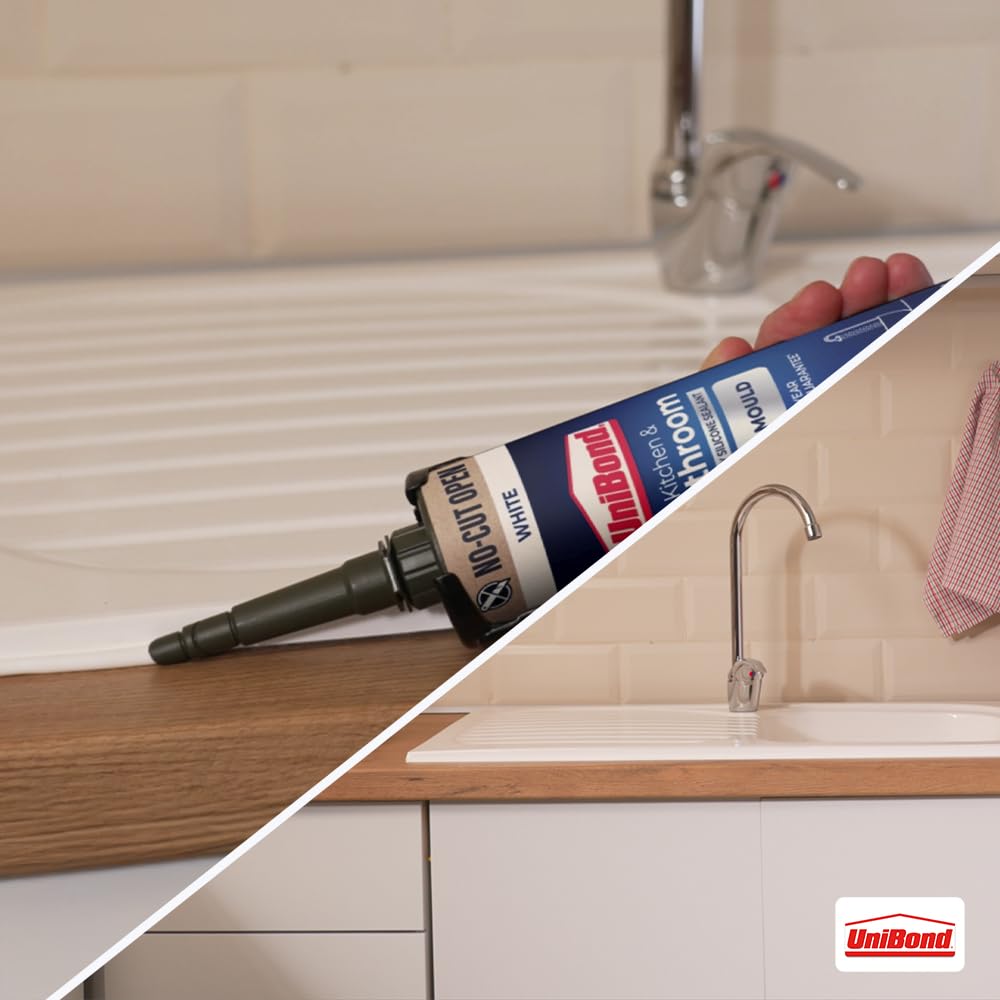 UniBond Kitchen & Bathroom Mould-Resistant White Sealant, 1 x 280 ml