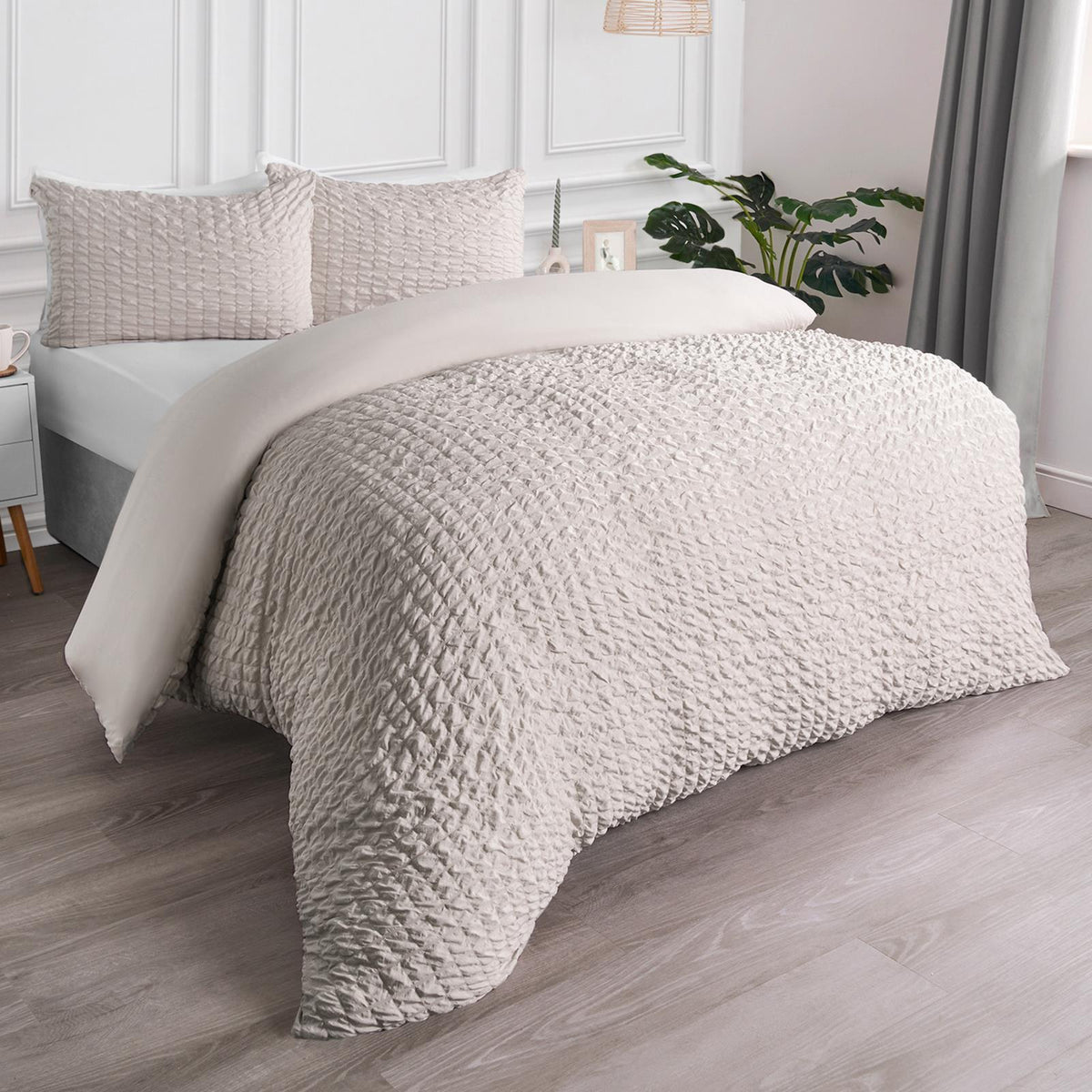 Luxury Seersucker Duvet Cover Set Geo Pillowcase Quilt Bedding Double King Size