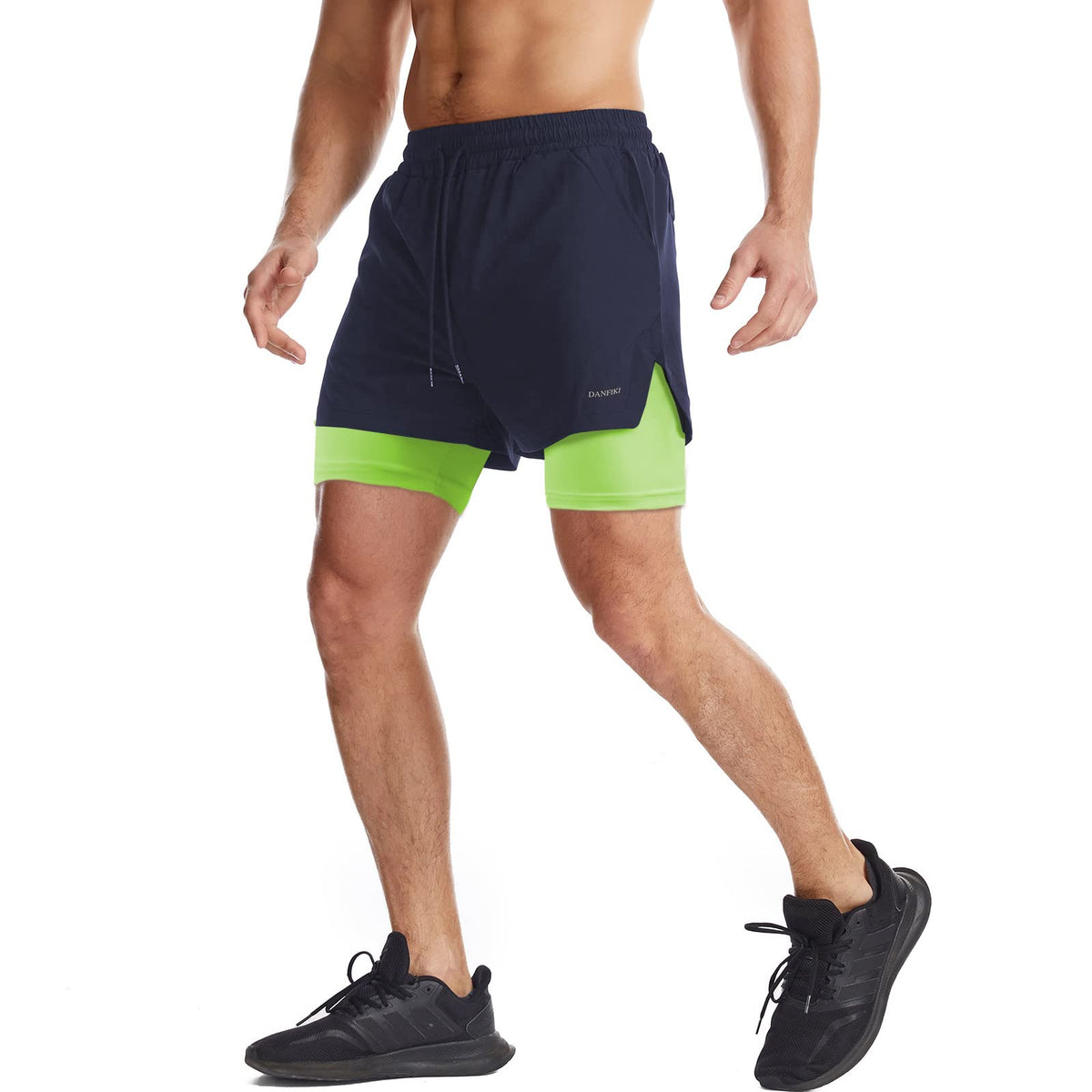 Mens Running Shorts Men's Gym Sports Short 2 in 1 with Phone Pocket Lightweight Quick Drying