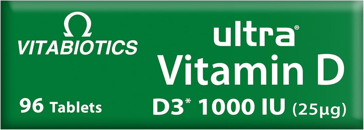 Vitabiotics Ultra Vitamin D3 1000IU, Vitamin D3 Tablets, 96 Tablets