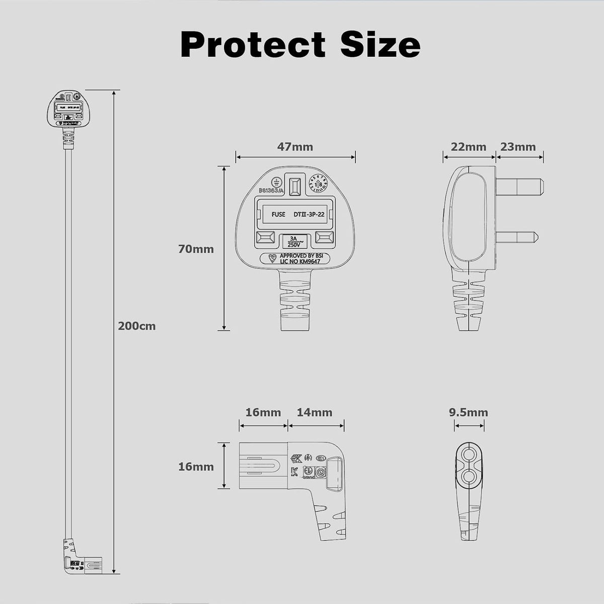 2M Power Cable Compatible with Samsumg TV, Mellbree Quality Safe Right Angle Suitable for Awkward Space Figure 8 Power Cable Compatible with Samsung, LG, Panasonic TV Black
