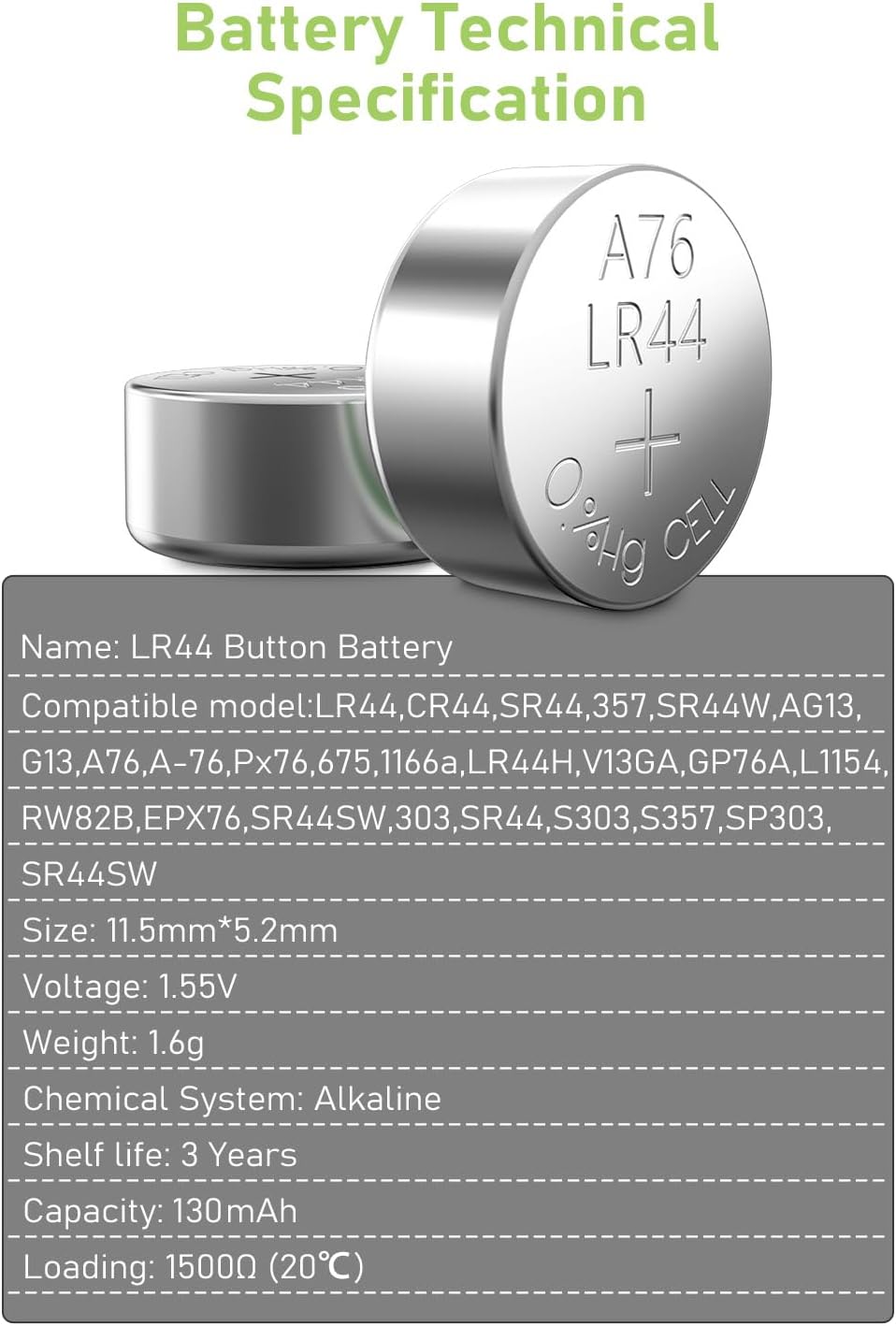 POWEROWL 40 x LR44 Batteries, High Capacity AG13 SR44 L1154F A76 Premium 1.5V Button Coin Cell Battery for Christmas decorations, Key Fobs, Car Keys and More
