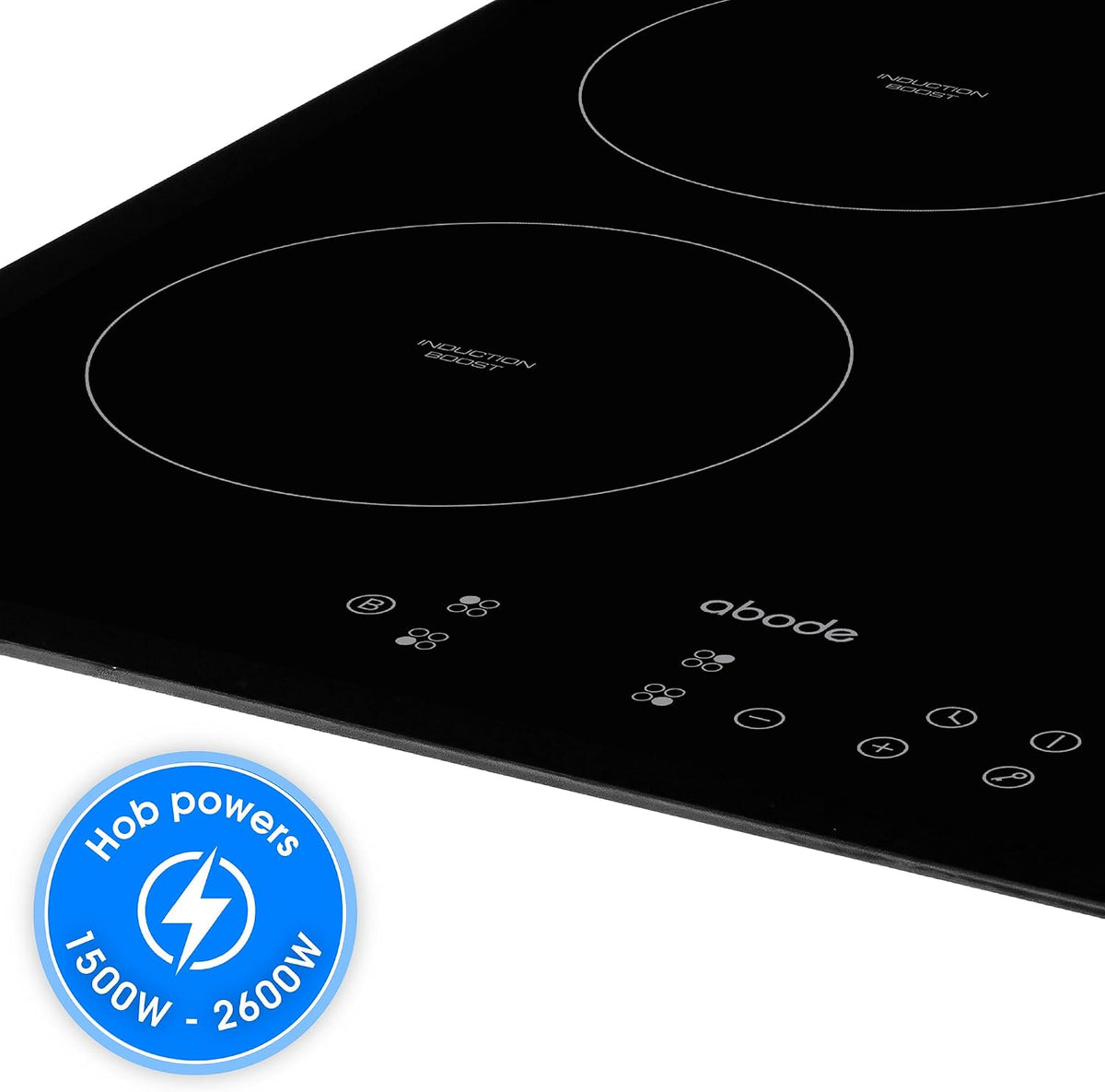 Abode Electric Hob 59cm Ceramic Cooktop with 4 Cooking Zones, 9 Power Levels, Touch Control & Easy Clean, Safety Cut Off, Timer & LED Display, Child Lock & Keep Warm Features A60EH301B