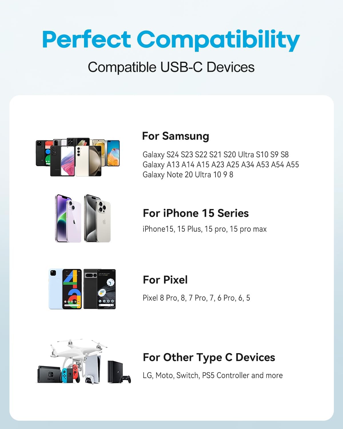 iPhone 17/16/15 Carplay Cable, 1M USB A to USB C Cable Fast Charging Nylon