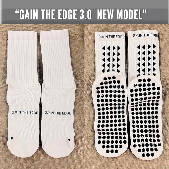 Gain The Edge Football Grip Socks 3.0-2pc and 4pc Set - Non Slip Football Socks - Updated Model