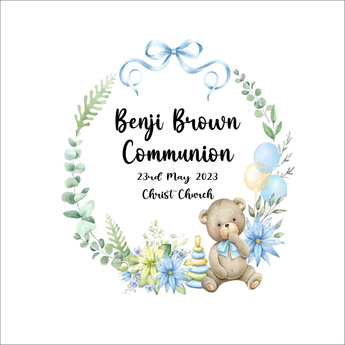 Crafted Memories - Personalised Bunny Rabbit | Custom Name & Date | Christening & Baptism Keepsake | Baby Girl & Boy | Soft Grey, White | Ideal 1st Birthday Present