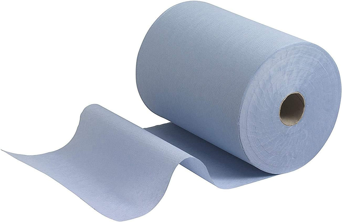 TPZ Centre Feed Paper Rolls Blue, 2 Ply Embossed Wipers, 6 Rolls, 480m Each
