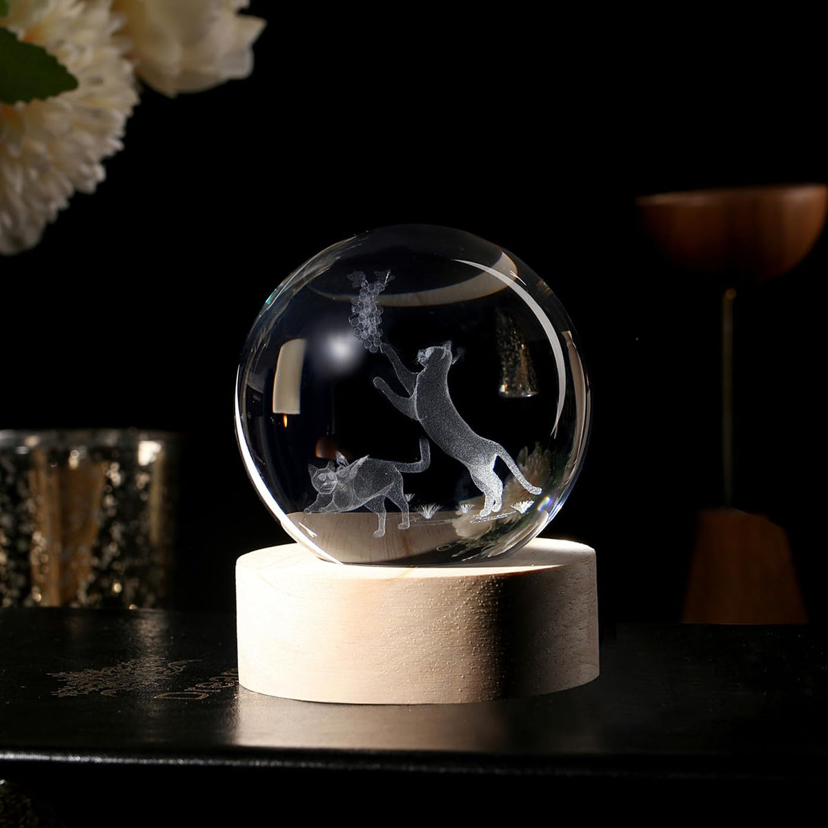 Glass Christmas Reindeer 3D Crystal Ball Christmas Ornaments