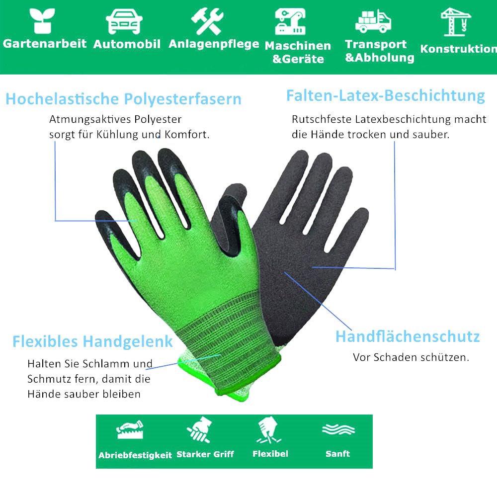 3 Pairs Gardening Gloves Superior Grip Work Gloves Durable Comfortable Breathable Multipurpose for Gardening Construction, Logistics,Warehousing,Landscaping (3Pairs Medium)