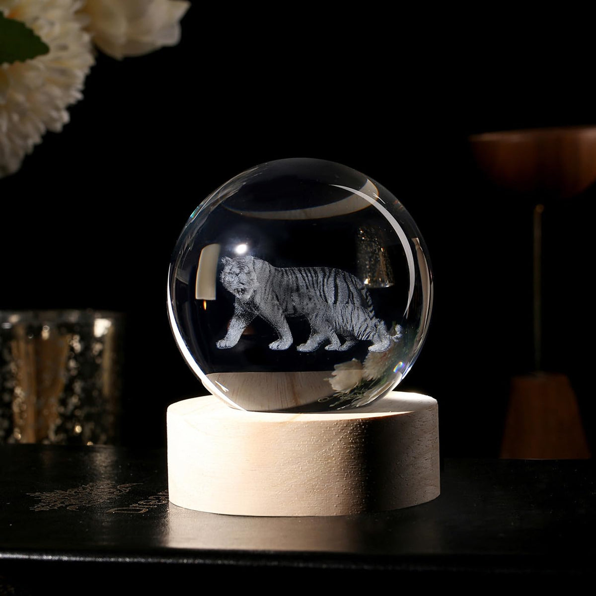 Glass Christmas Reindeer 3D Crystal Ball Christmas Ornaments