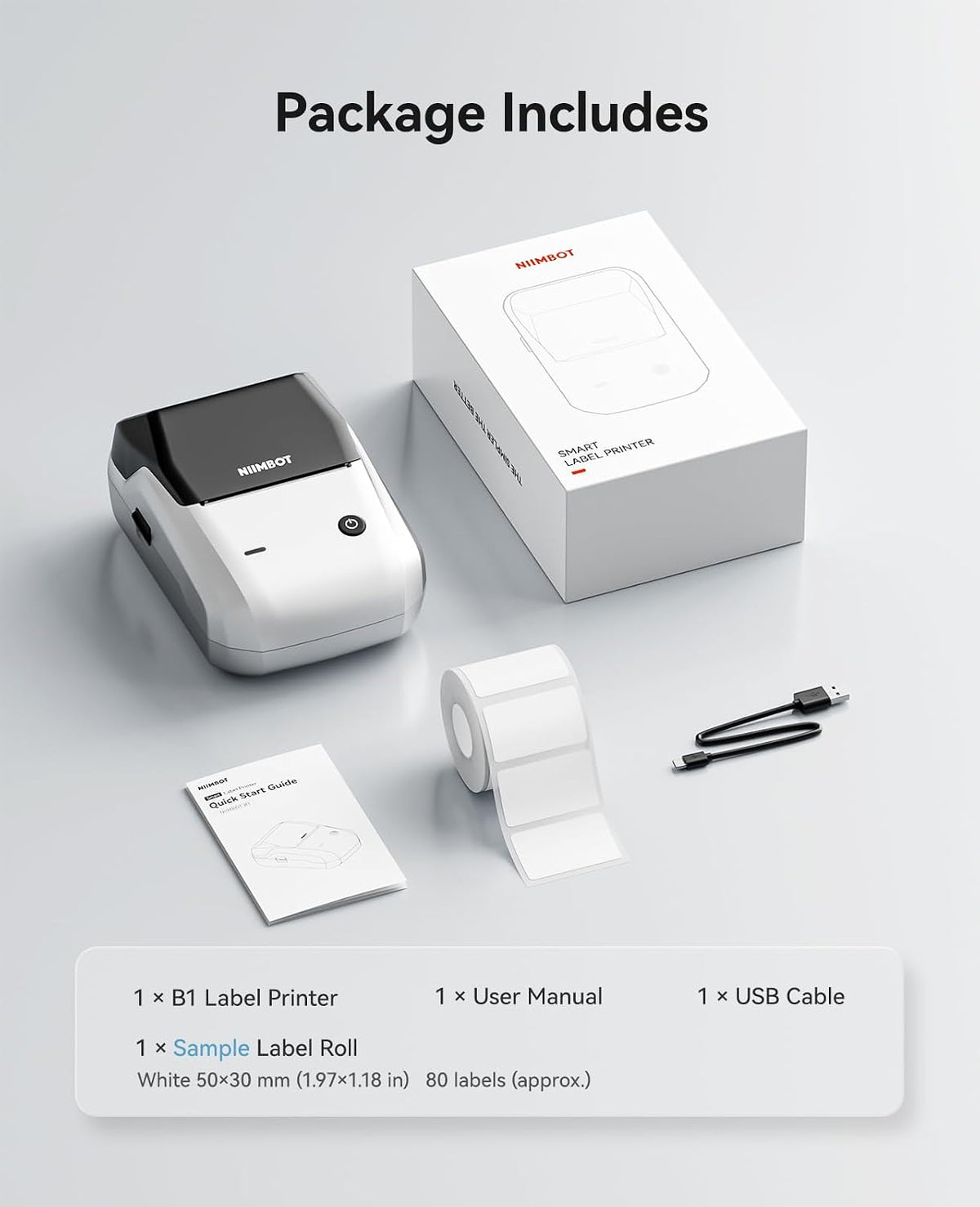 NIIMBOT B1 2-Inch Label Maker, Portable Thermal Printer for Small Business