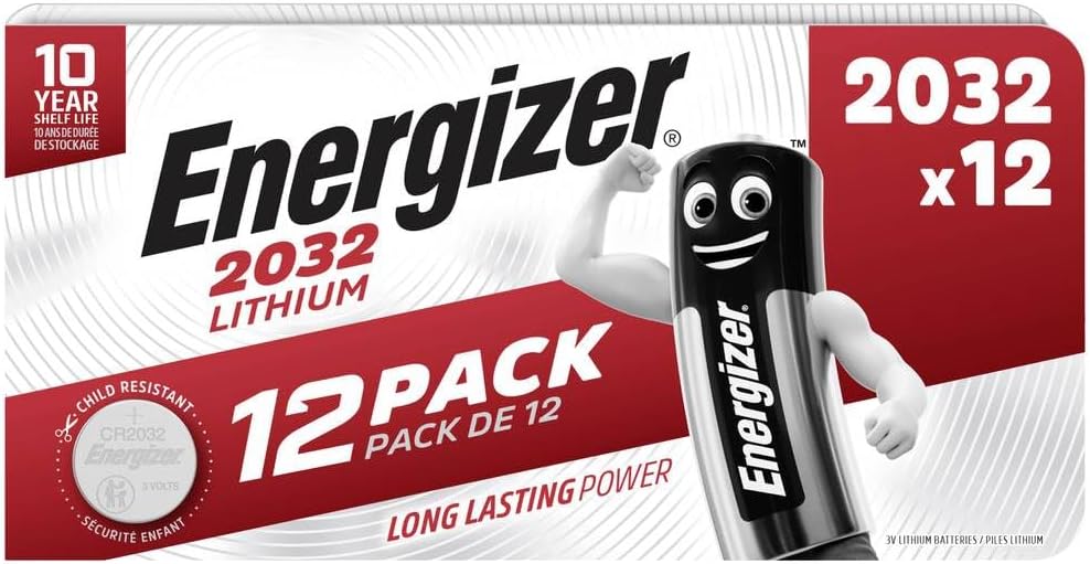 Energizer 12 x CR2032 Lithium Coin Batteries 3V for Watches, Torches and Keys