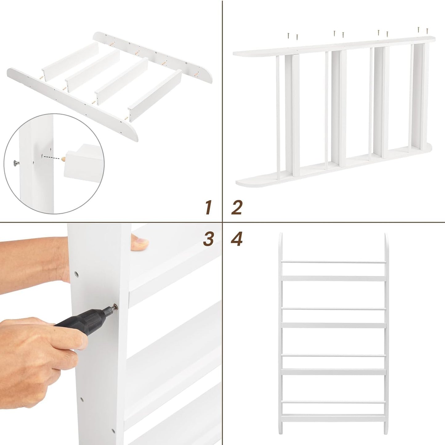Kids Bookcase Modern Childrens Bookcase 4-Tier Book Shelf Display Rack Book Shelf Kids Room 10 CM Depth Suitable for Children's Children's Room School 116.5x60x 10CM White