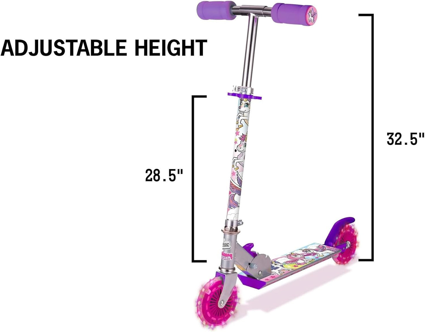 Ozbozz Unicorn Dreamland Scooter with Light-Up Wheels — Foldable | Ages 4-11