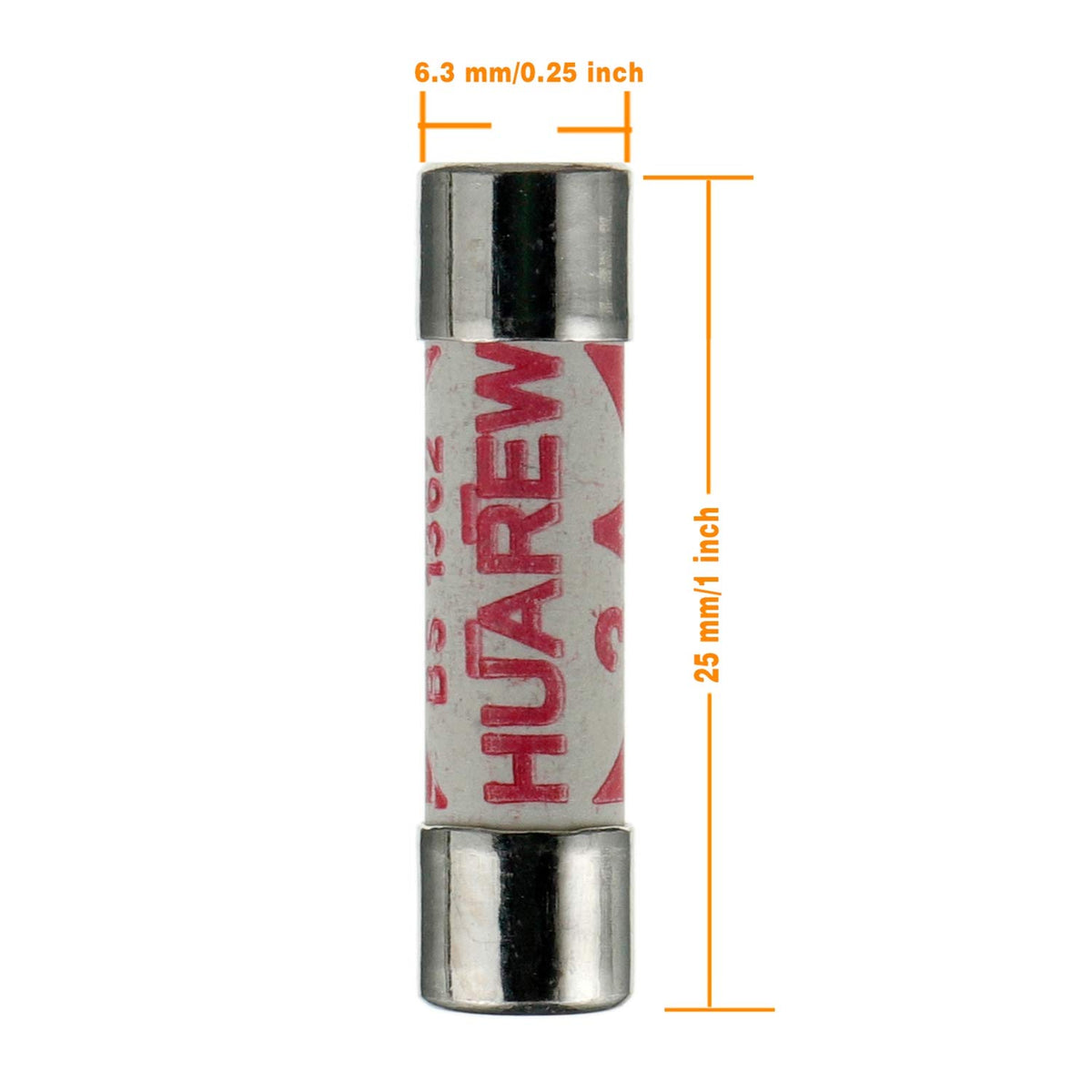 5 Values 100 Pcs 6.3x25 mm BS1362 1 3 5 10 13 A amp 240 V volt 0.248x0.984 Inch Ceramic Tube Fuses Assortment Kit