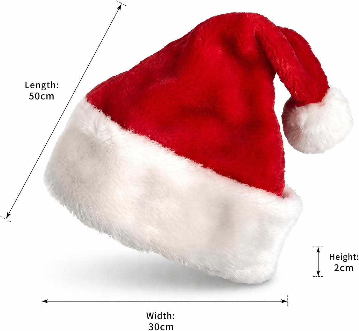 Mepham Santa Hats, Classic Plush Christmas Hat with Fluffy Pom Pom for Adults, Warm Festive Headwear for Xmas Office Party and Holiday Dress Up