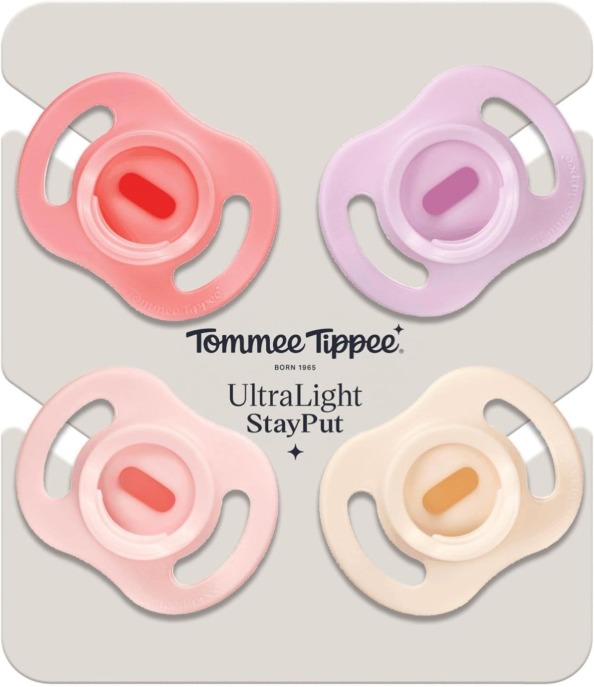 Tommee Tippee Ultra-Light StayPut Dummy 0-6m Silicone Pack of 4
