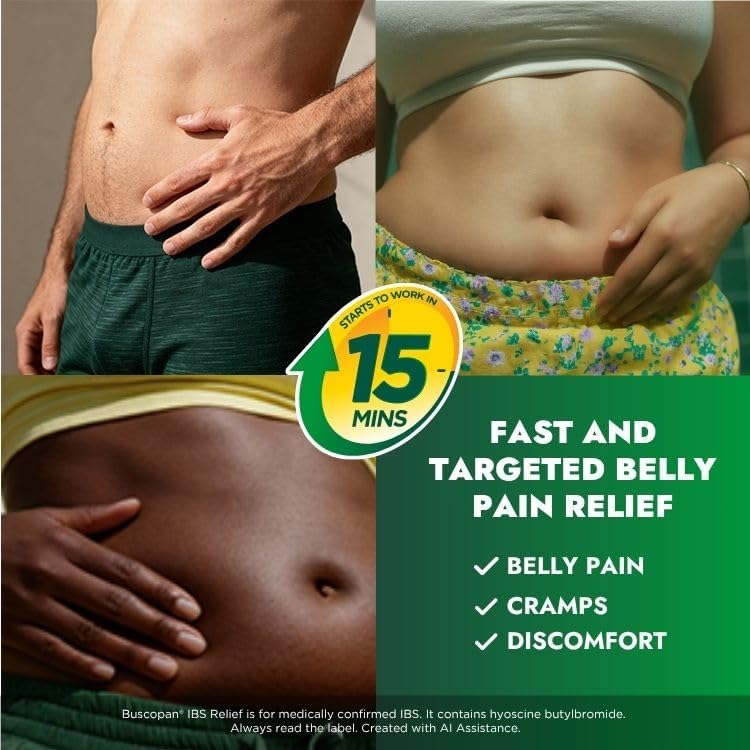 Buscopan, Targeted Belly Pain Relief, Starts to Work in 15 mins, 40 Tablets