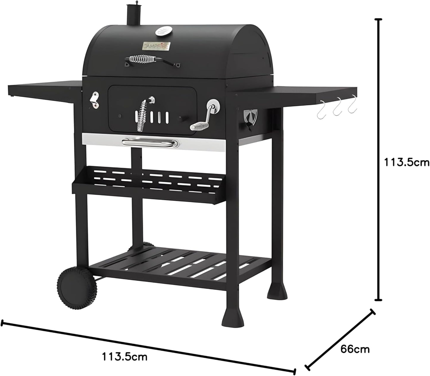 Campfire XL Outdoor Large Smoker Barbecue Charcoal Portable BBQ Grill Garden Shelf