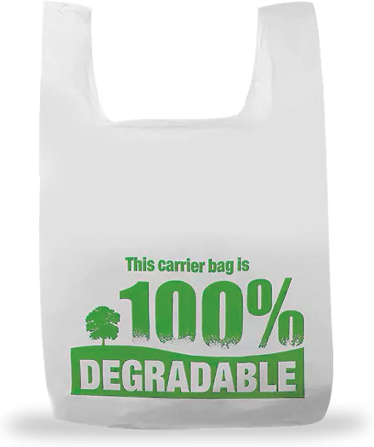 Sabco - White Vest Carrier Bags 100% Degradable - Jumbo 13 x 19 x 23" - Eco Friendly Plastic Bags - Sabco (500)