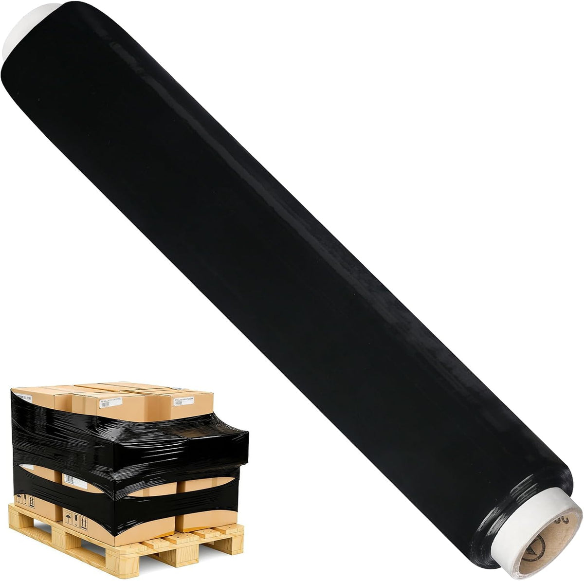 Rainberg Strong Heavy-Duty Stretch Film for Pallet Wrapping, Packaging and Moving for Furniture, Luggage, and Parcels, Water & Moisture Proof Pallet Stretch Shrink Wrap rolls 400mm x 250m (Black, 6)