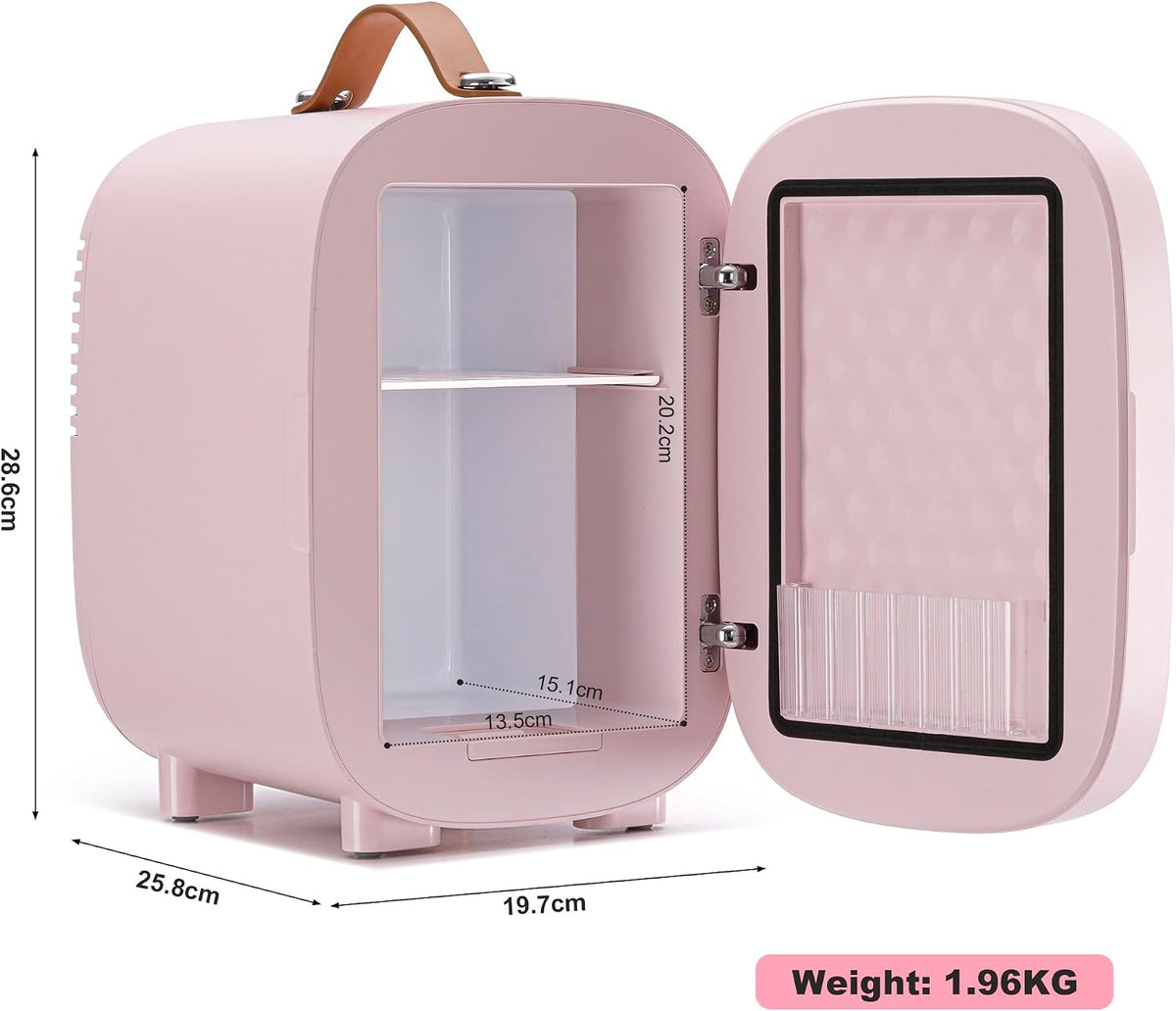 Enventor Mini Fridge 4L/ 6 Can, 3-Level Dimmable LED Mirror, AC+12V DC