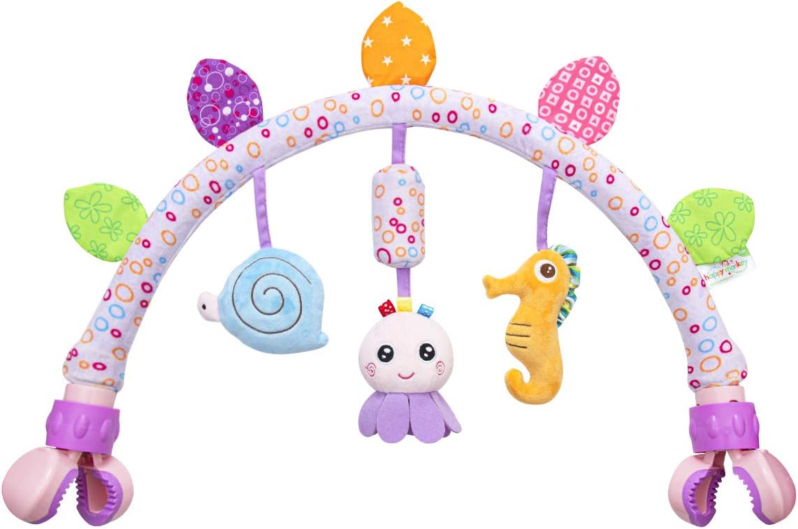 caterbee Travel Arch Bassinet Toys for Infant & Toddlers, Pushchair & Pram Activity toys for Development indoor and outdoor(Ocean)