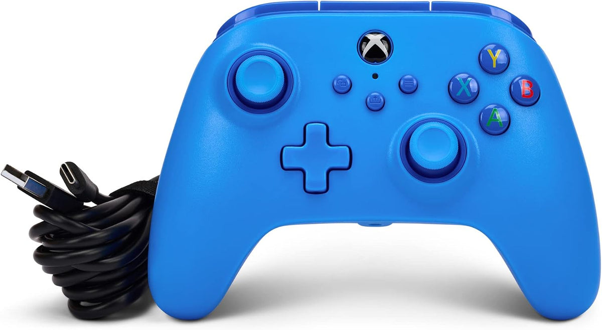 PowerA Wired Controller For Xbox Series X & S, Xbox One, PC, Windows 10 & 11, Dual Rumble Motors, Detachable 10ft USB Cable, 3.5mm Stereo Headset Jack, Official: Blue