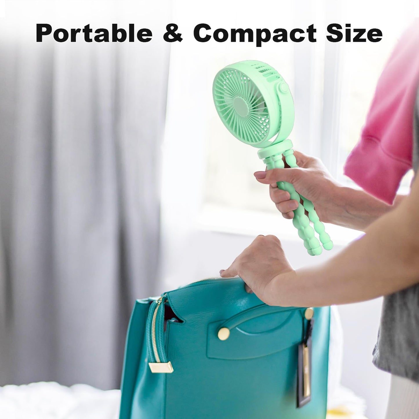 Baby Stroller Fan,20H Work Time Buggy Battery Powered Clip on Fan with Flexible Tripod Travel Beach Essentials for Car Seat Pram Crib Bike Treadmill Umbrella Wheelchairs Camping
