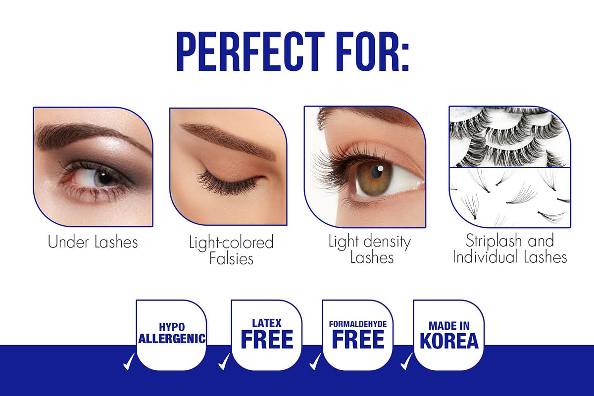 DUO Quick-Set Striplash Adhesive | Strong Eyelash Glue with Lightweight Formula | Professional Lash Glue for Eyelash Extensions, Cluster Lashes, & Individual Eyelashes | White/Clear, 0.18 Ounces