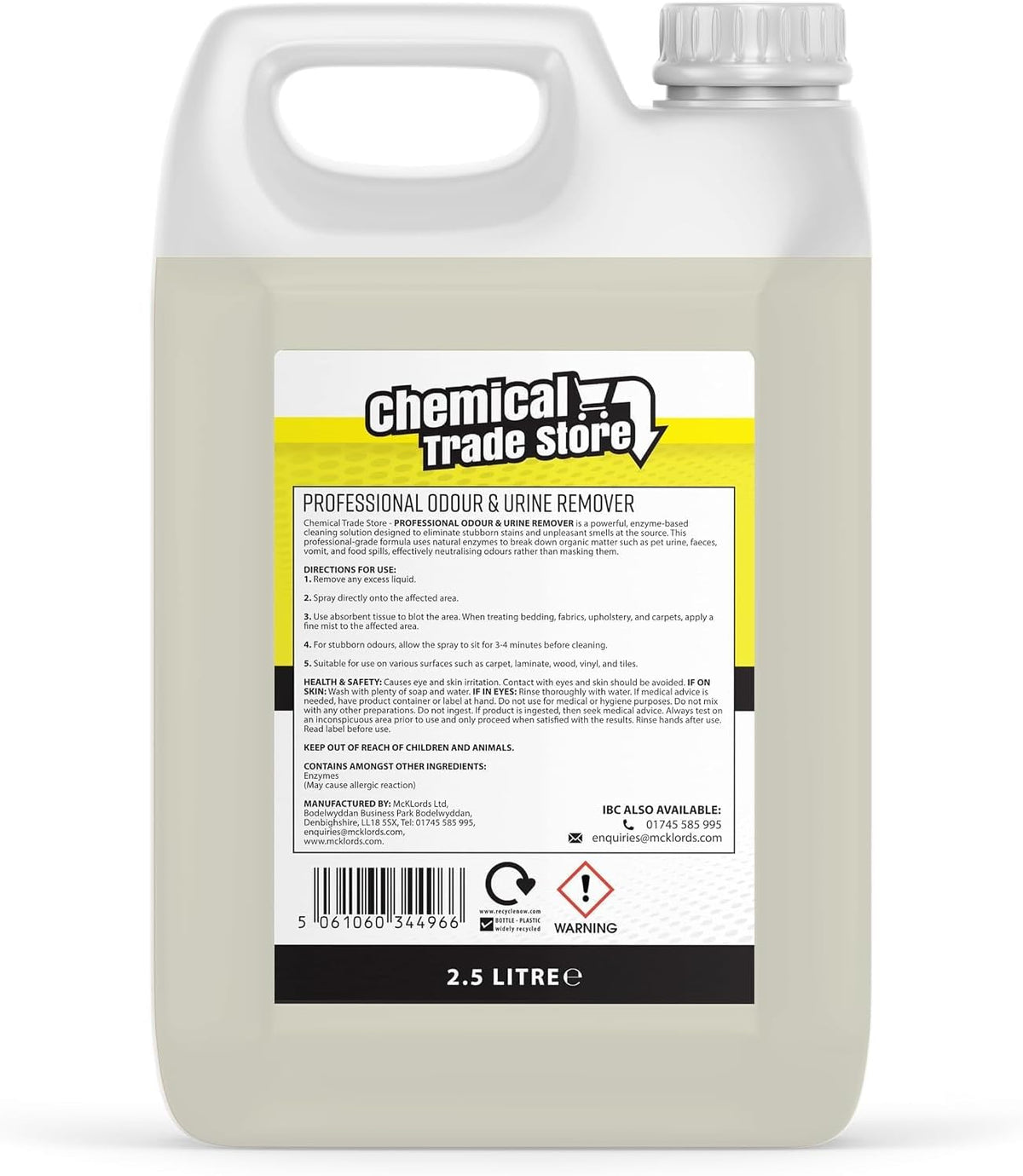 Enzyme Odour & Urine Remover 2.5L - Professional Pet Stain & Smell Eliminator - Safe for Carpets, Upholstery & Hard Floors